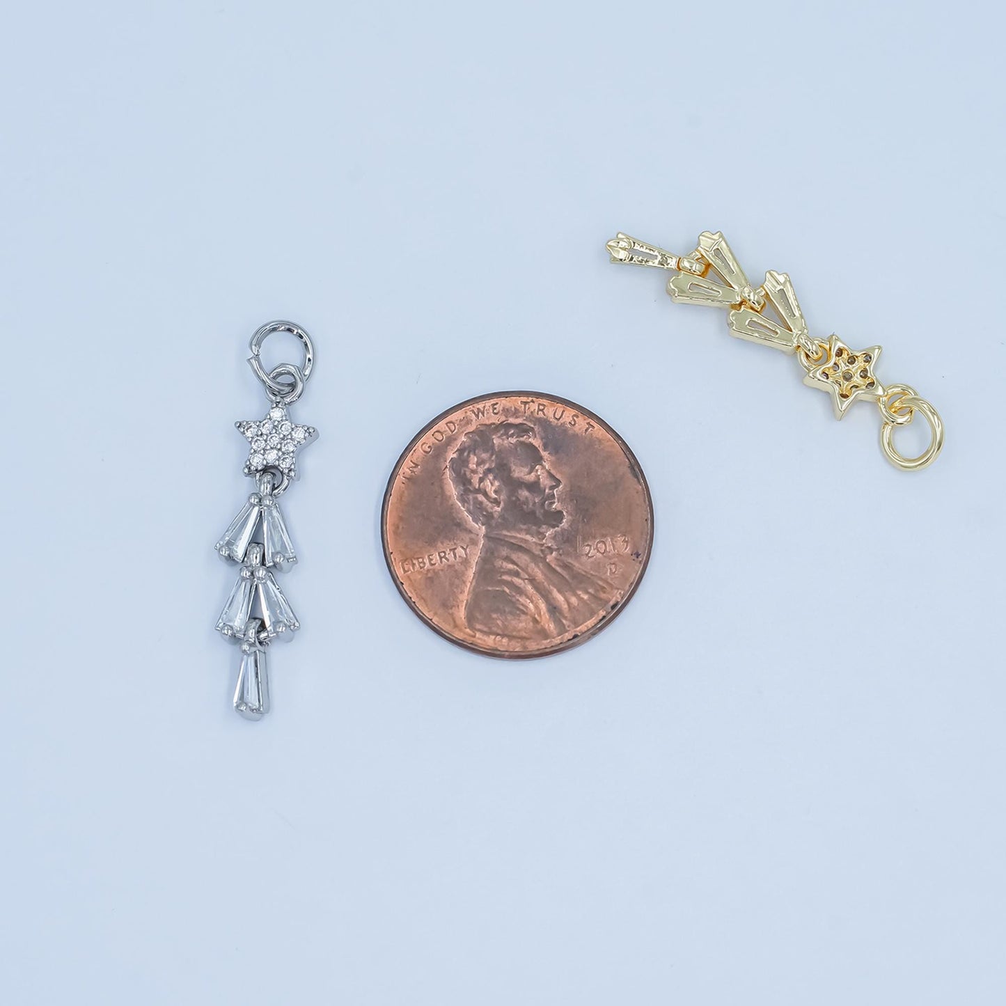Mini Starburst Dangle Pendant Charm in Silver or Gold - Sparkling Star Drop Necklace Charm - Celestial Jewelry Making Supply C-878