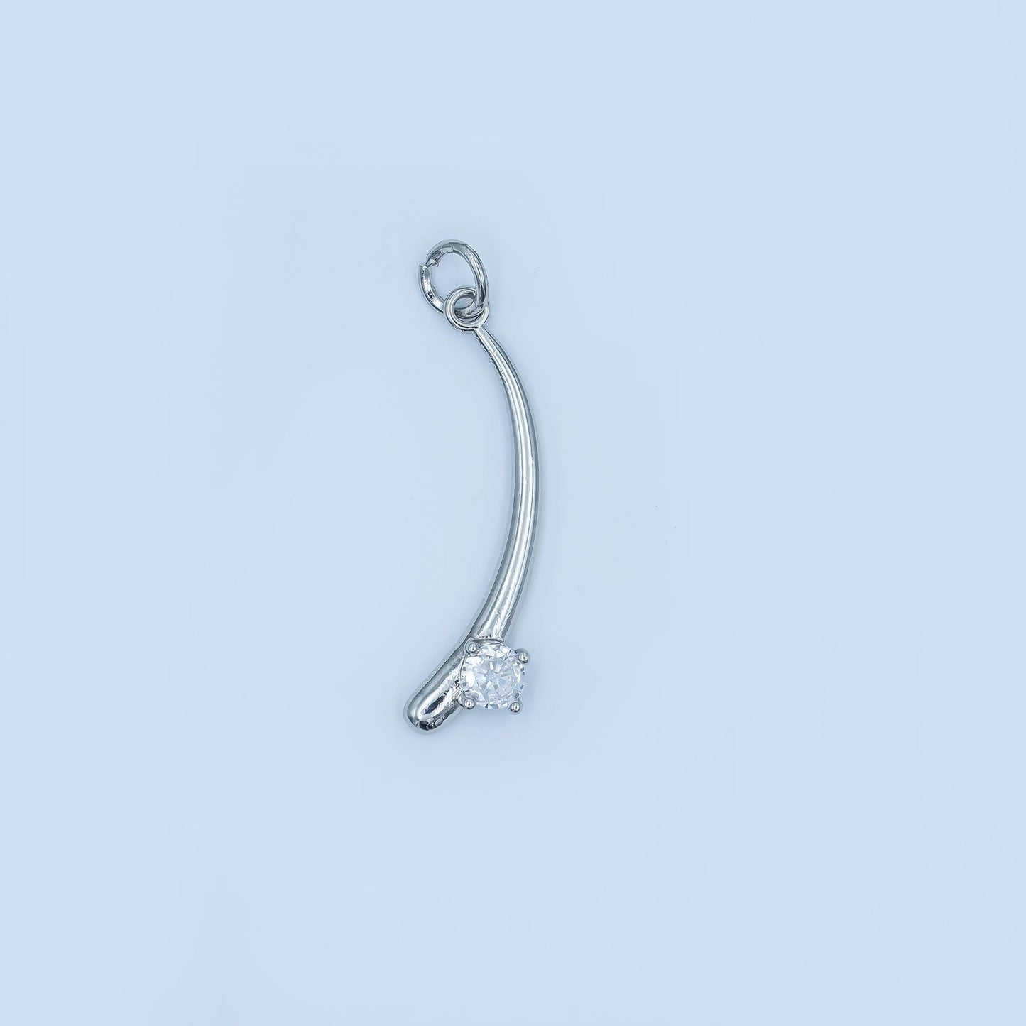 Curved Shooting Star Pendant Charm in Gold or Silver – Minimalist Crystal Necklace Charm – Elegant Celestial Jewelry Accent E293