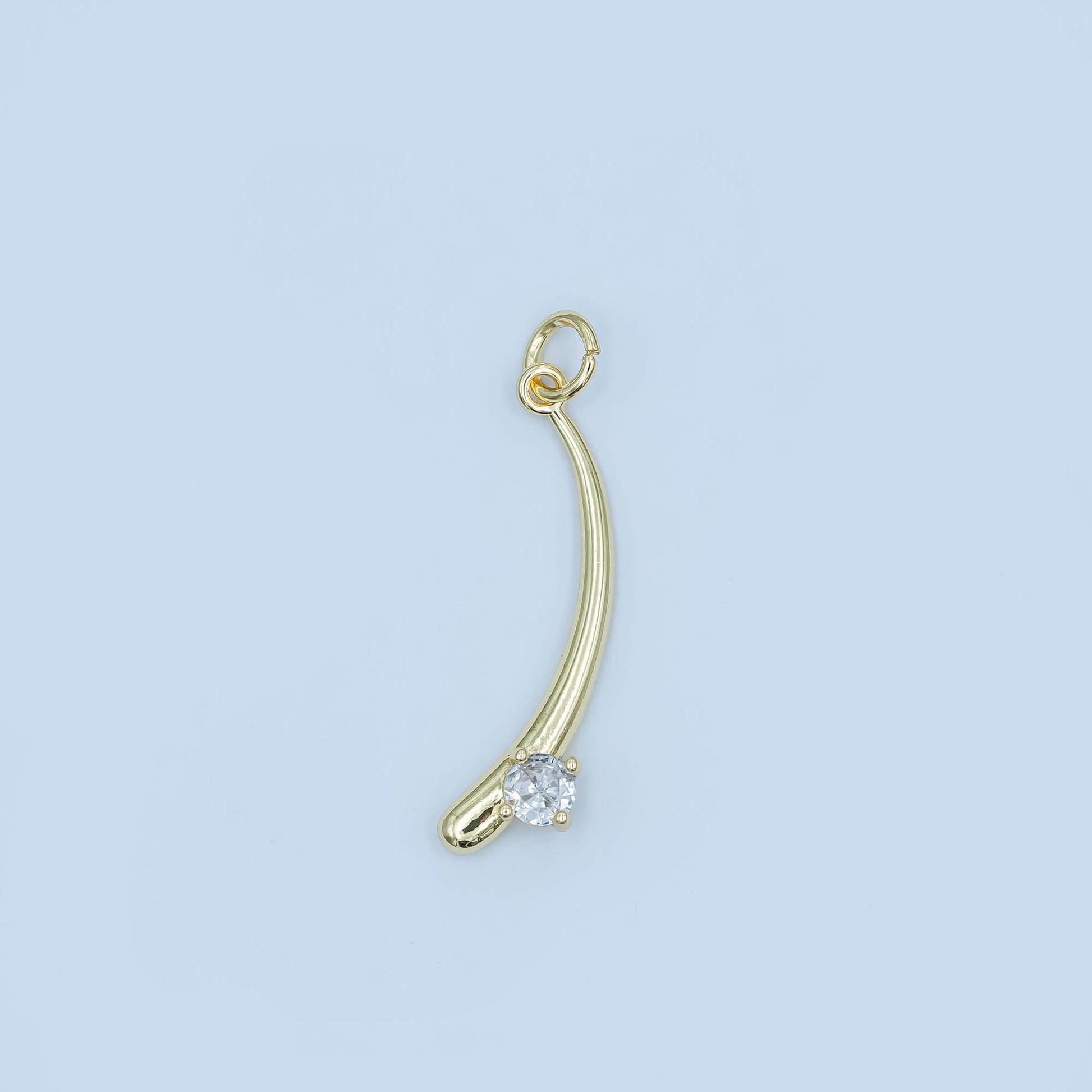Curved Shooting Star Pendant Charm in Gold or Silver – Minimalist Crystal Necklace Charm – Elegant Celestial Jewelry Accent E293