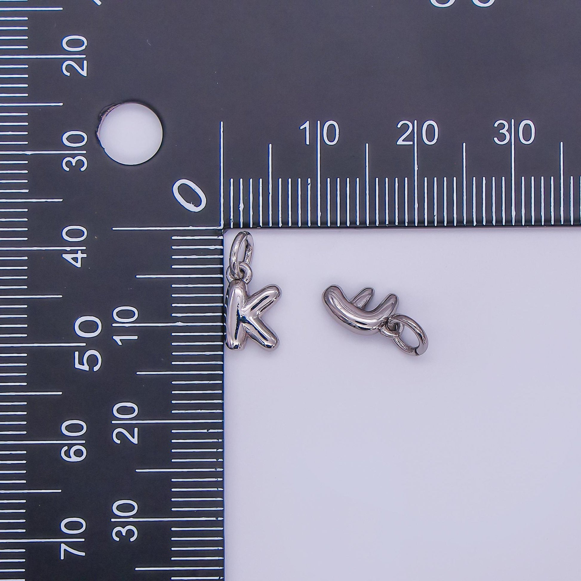 Mini Silver alphabet balloon initial charm dainty puffy letter charm Bracelet necklace bubble font style necklace bracelet A029