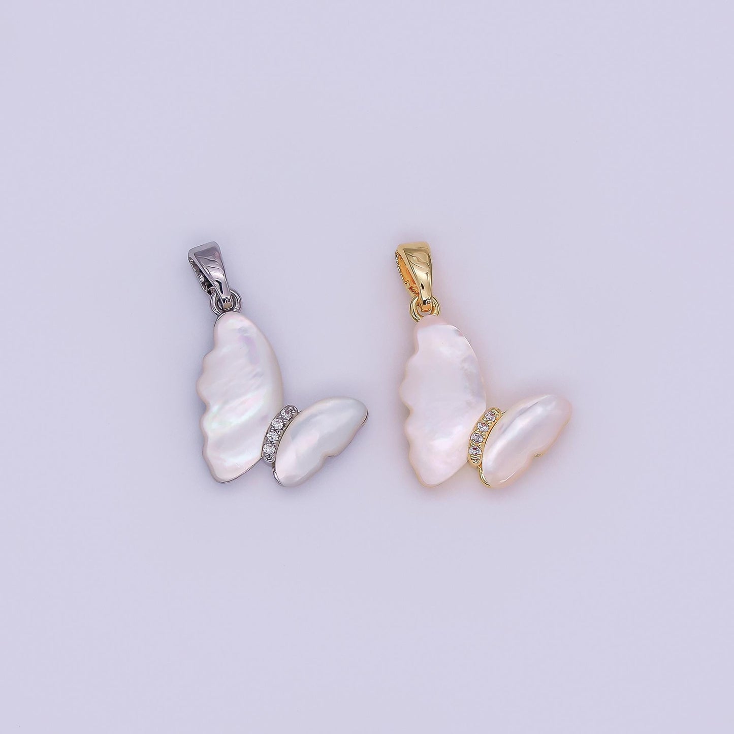 24k gold filled shell pearl butterfly charm animal pendant for necklace bracelet earring charm | aa-a1022