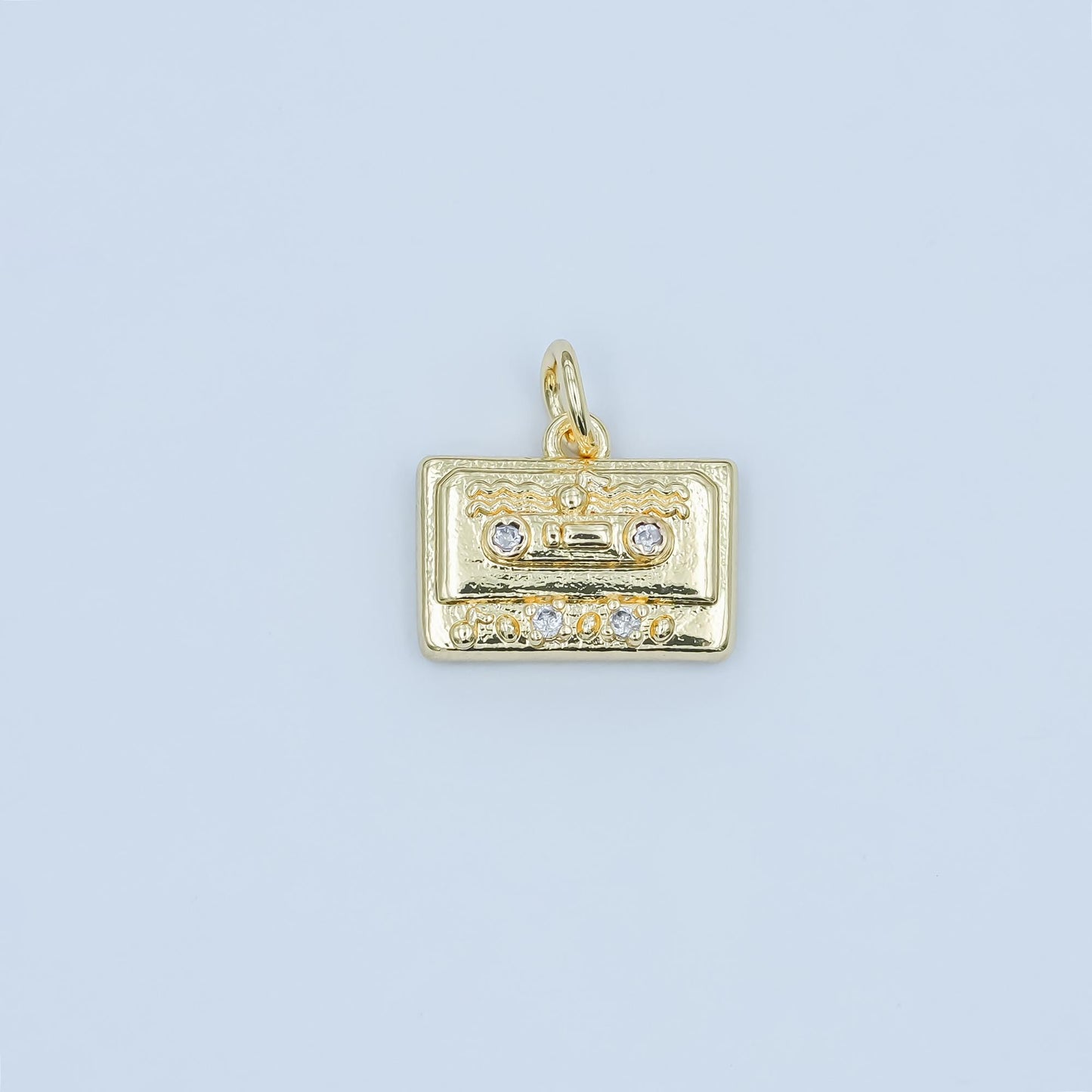 Mini 24k Gold Filled Tape Charm Bracelet Necklace Silver Retro Cassette Pendant for DIY Jewelry Making Supply E489