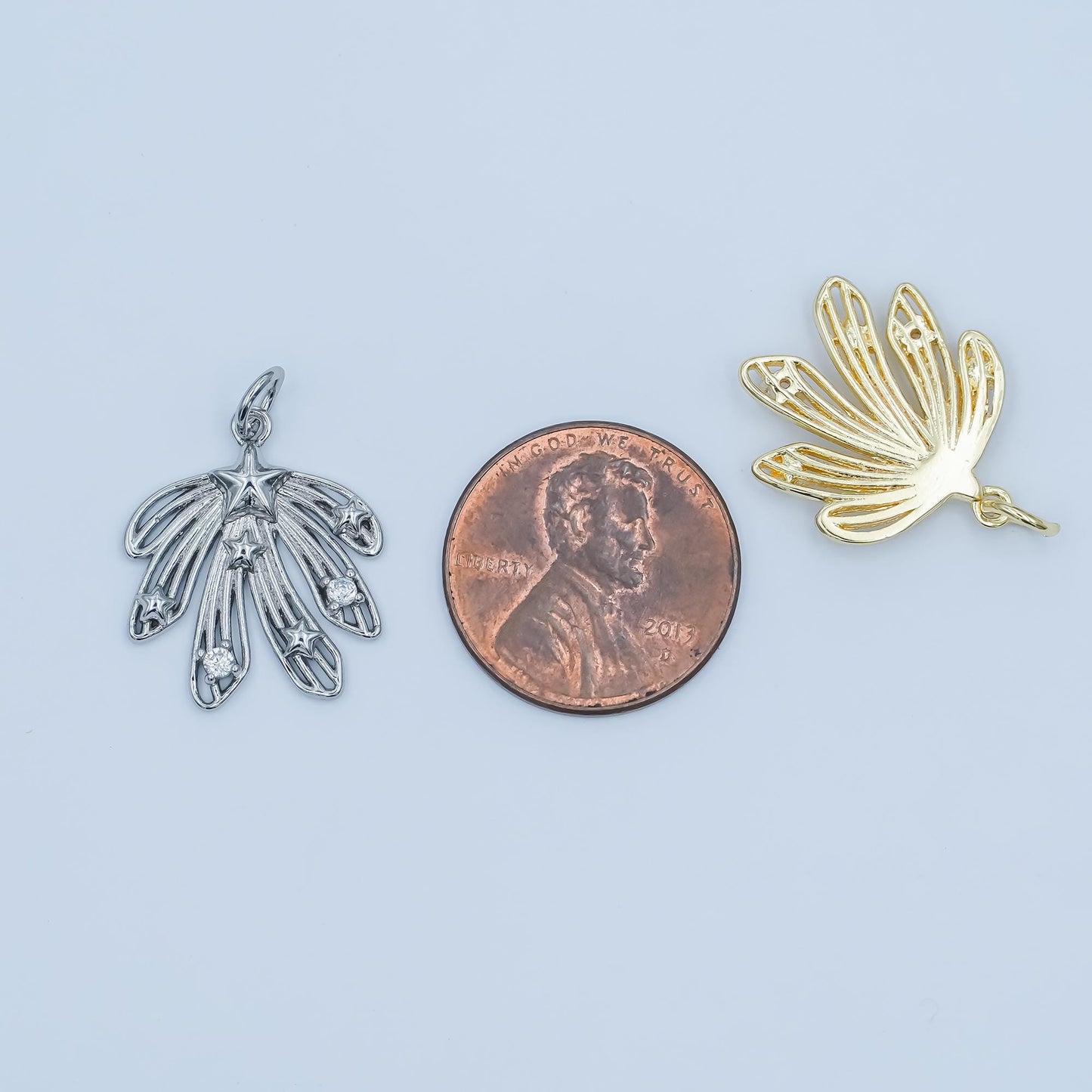 Gold Shooting Star Charms, 18K Gold Filled Starburst Pendant, Silver Firework Charm Necklace Bracelet for Jewelry Making Supplies E-425