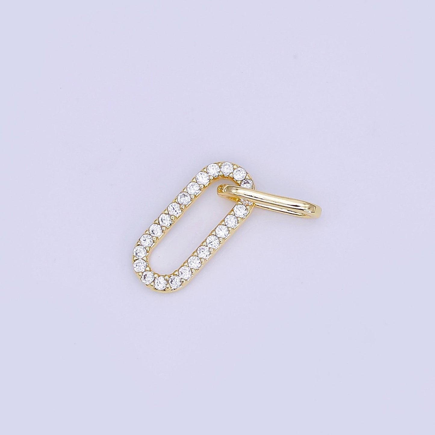 Mini Oval Oblong charm 14k gold filled CZ Oval link connector | Z-1120