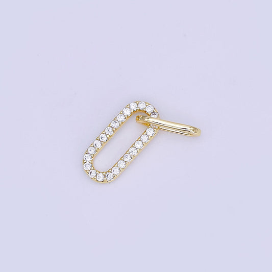 Mini Oval Oblong charm 14k gold filled CZ Oval link connector | Z-1120
