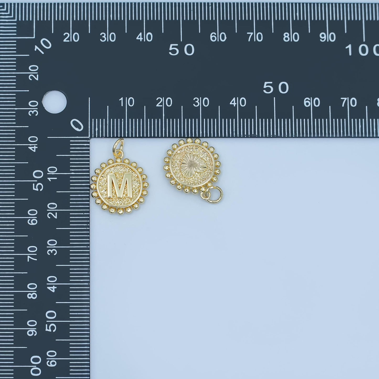 Double Sided Charm 24k gold filled initial coin letter charm alphabet letter medallion pendant for personalized jewelry making A292