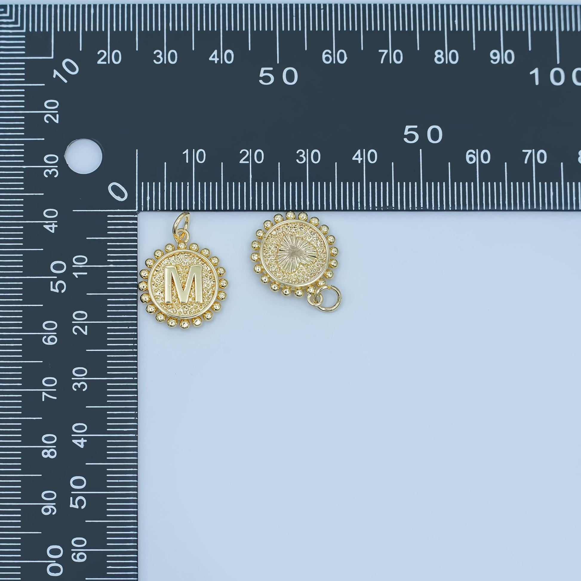 Double Sided Charm 24k gold filled initial coin letter charm alphabet letter medallion pendant for personalized jewelry making A292