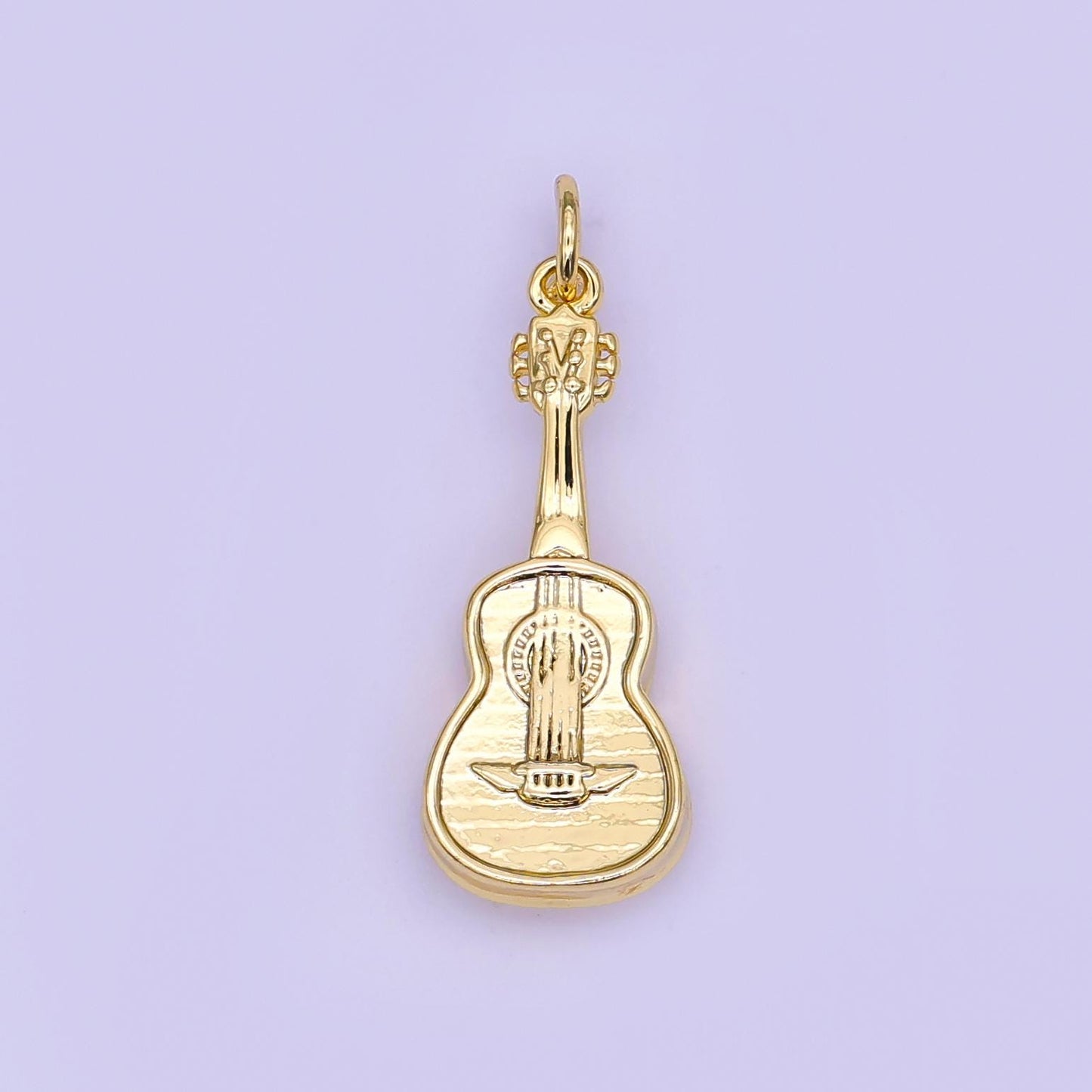 3D Mariachi Guitar Charm in 24k Gold Filled Pendant for Mexican Heritage Charm Bracelet Necklace for DIY Jewelry Making Supply N122