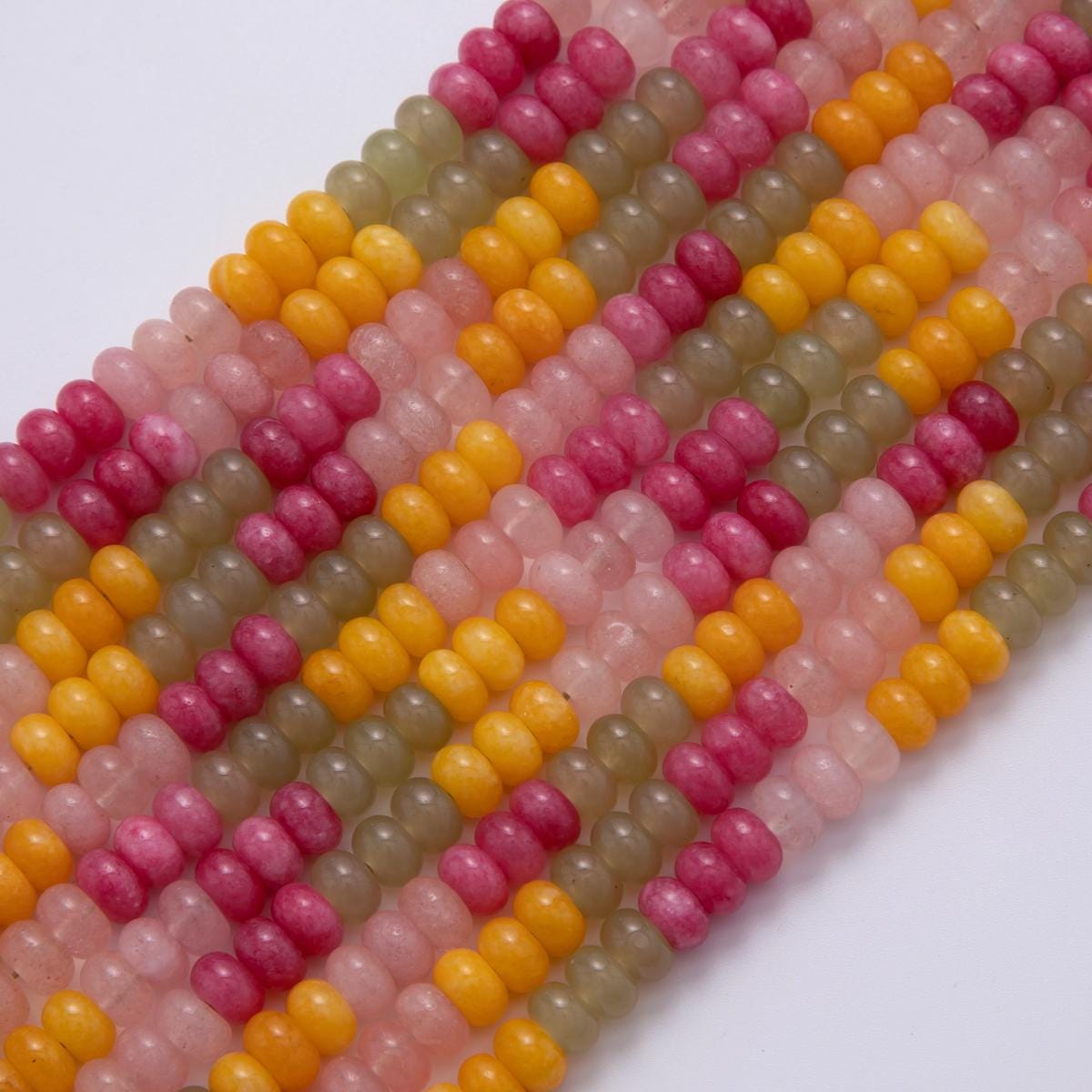 8mm Gradient Pink-Red-Green-Yellow Natural Gemstone Bead Strand Finding Candy Beads | WA-992