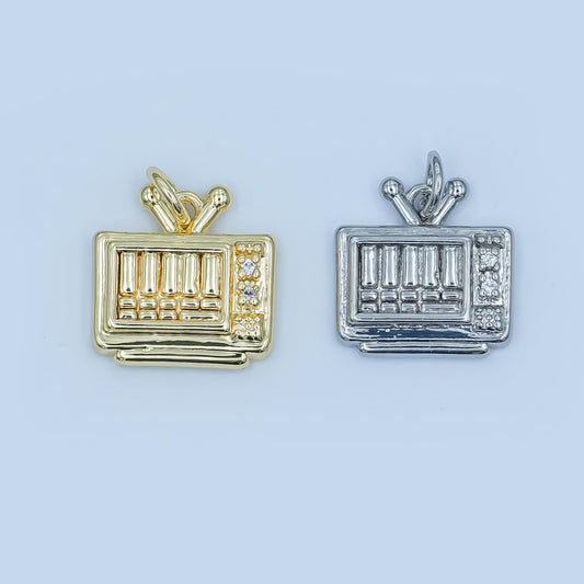 24k gold filled tv charm pendant retro Television charm necklace gift idea gold charm for bracelet necklace E494
