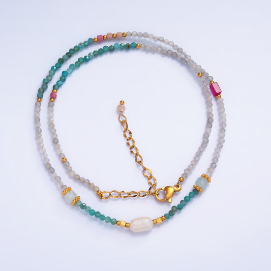 Handmade Colorful Multicolor Crystal Gemstone 15.5 Inch Choker Necklace | WA-3107