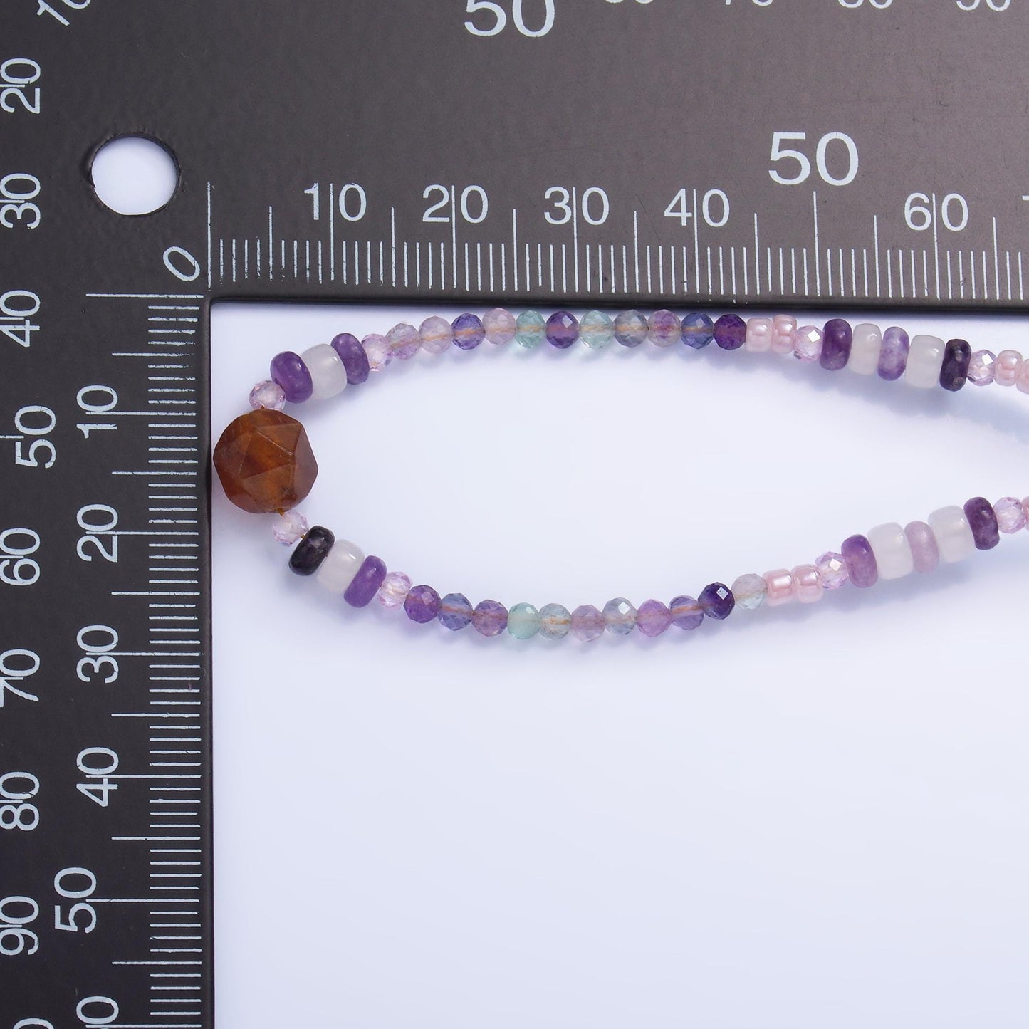 Handmade Colorful Purple Amethyst Crystal Natural Gemstone 16 Inch Choker Necklace Stainless Steel | WA-3110