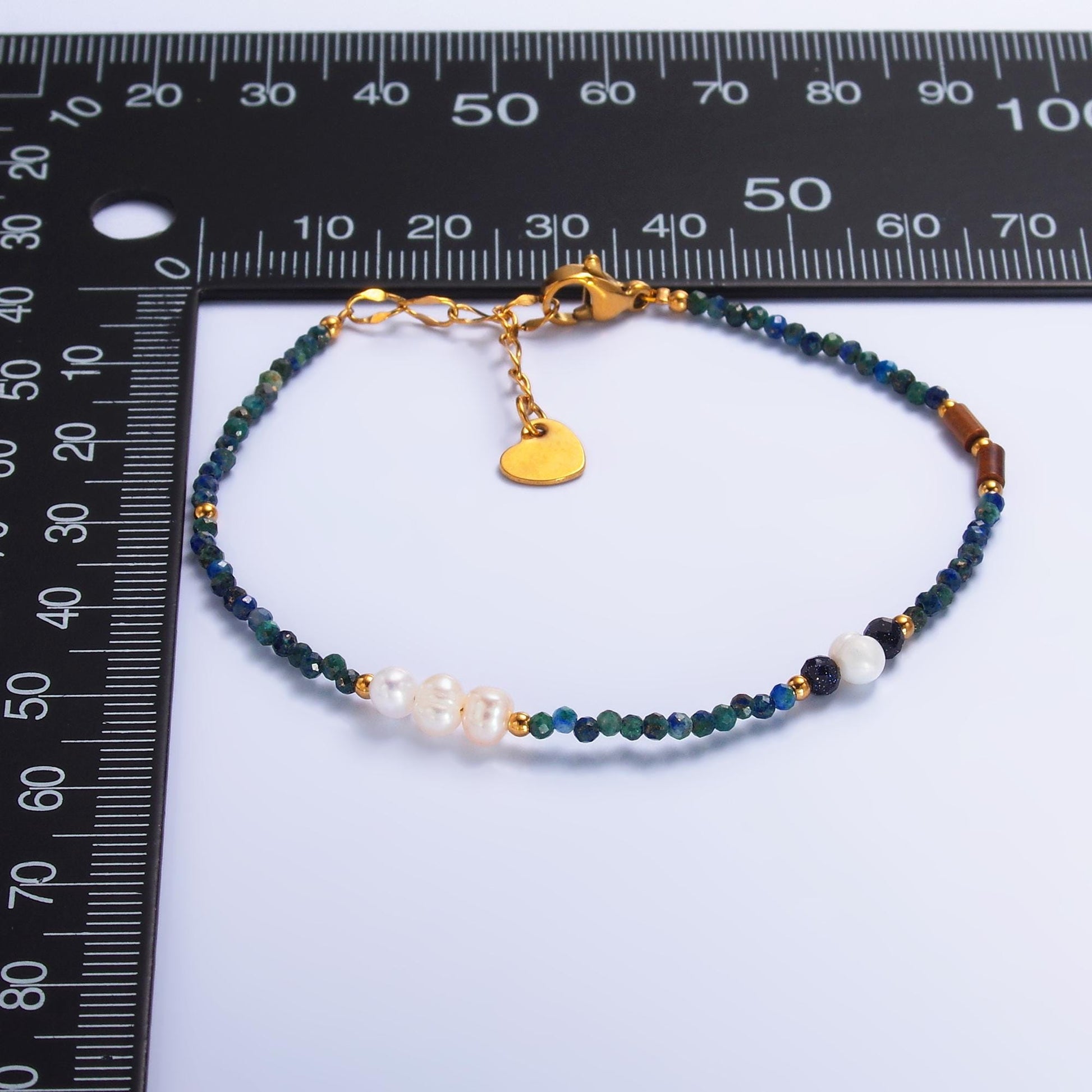 Handmade Colorful Shell Pearl Lapis Lazuli Natural Gemstone 6.5 Inch Bracelet | WA-3117