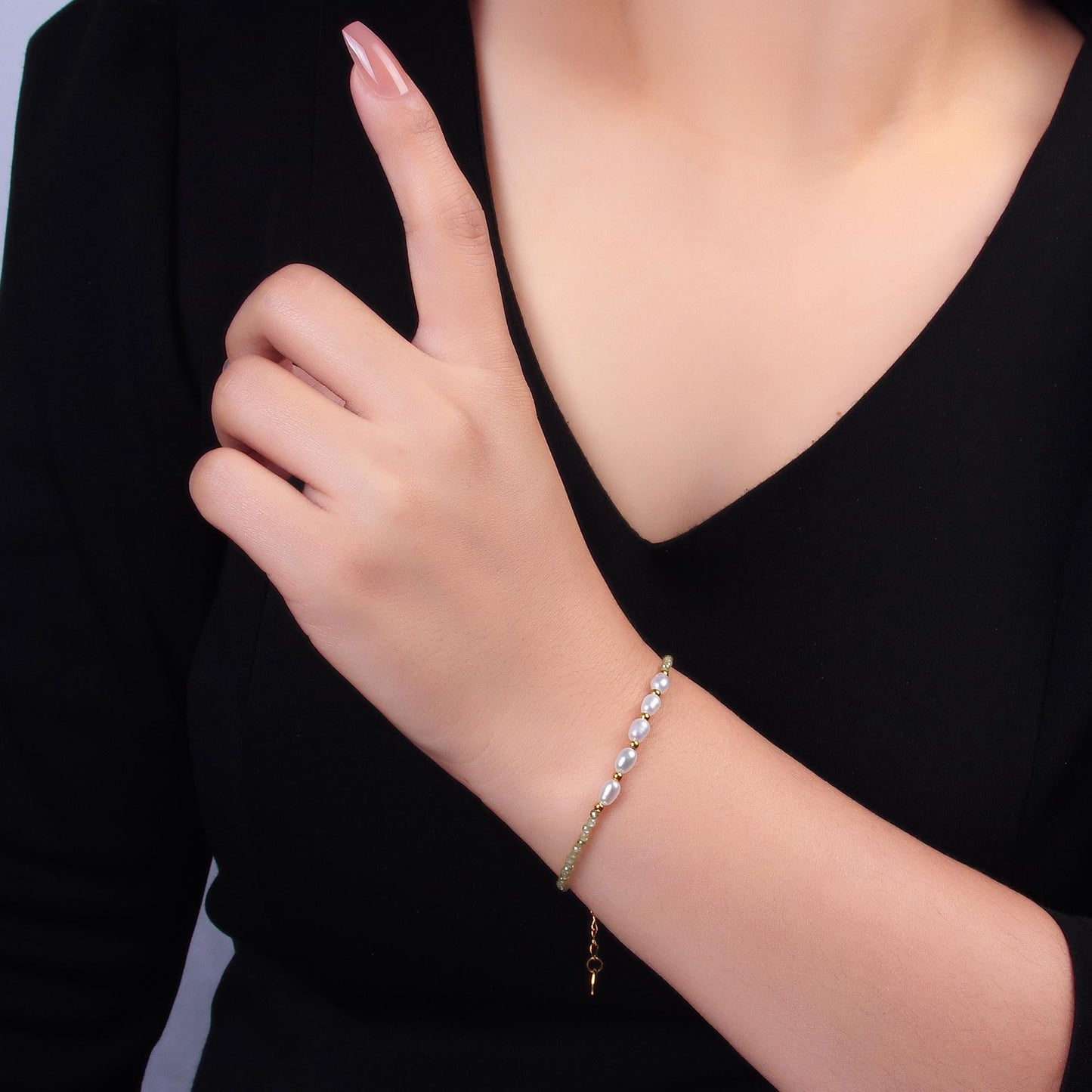 Handmade Colorful Freshwater Pearl Multifaceted Crystal Gemstone 7 Inch Bracelet | WA-3132