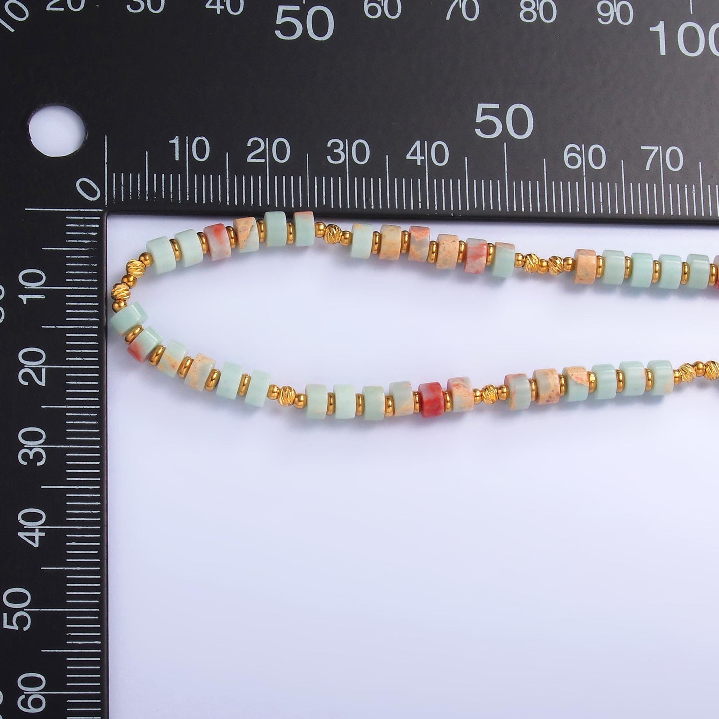Handmade Colorful Red Blue Amazonite Natural Gemstone Bead 16 Inch Choker Necklace | WA-3112