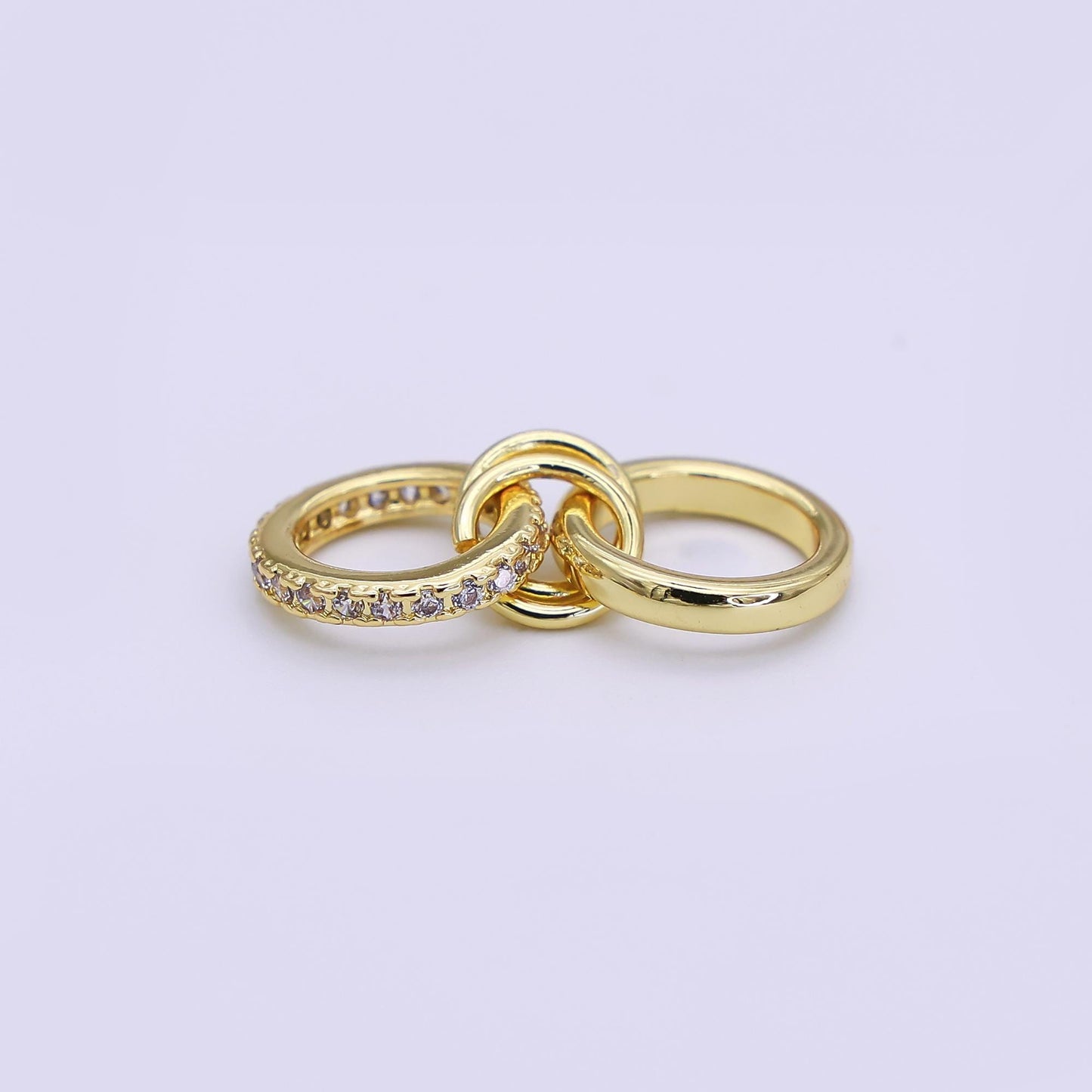 24K Gold Filled 10mm, 14.5mm Micro Paved CZ Double Loop Ring | Z1093 Z1094