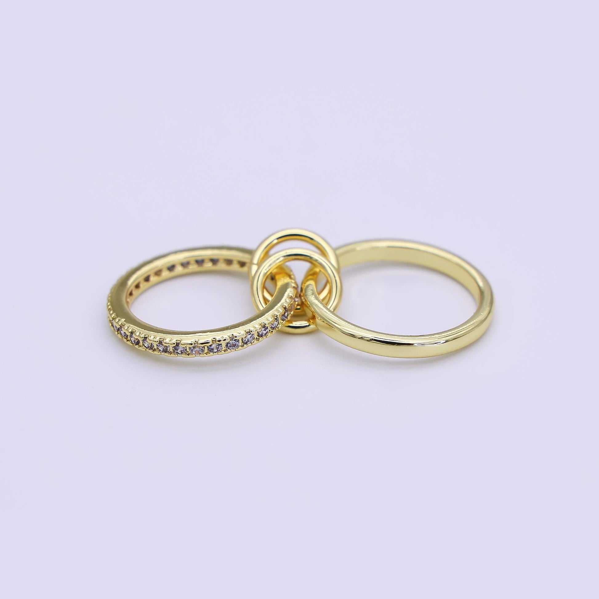 24K Gold Filled 10mm, 14.5mm Micro Paved CZ Double Loop Finding | Z1093 Z1094