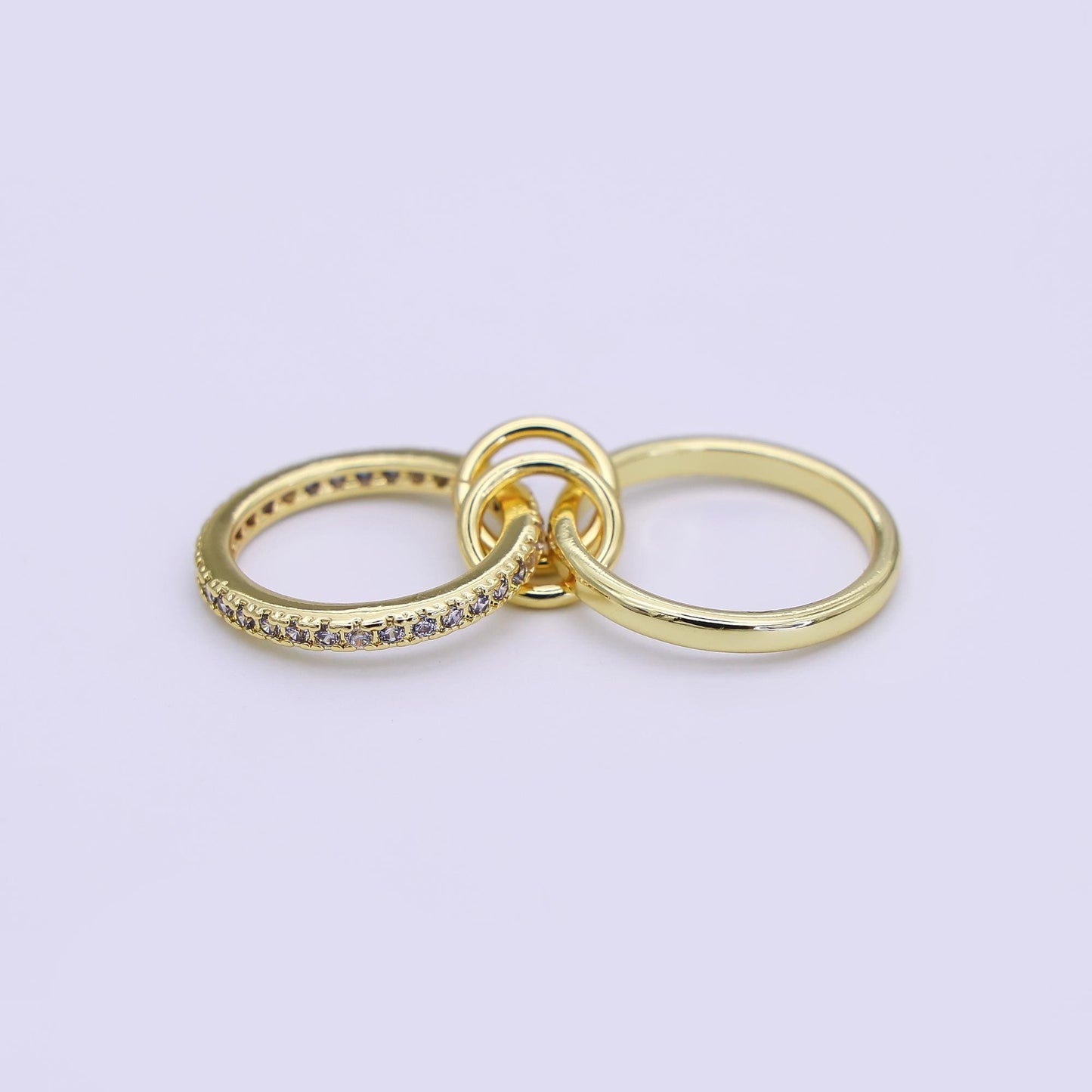 24K Gold Filled 10mm, 14.5mm Micro Paved CZ Double Loop Ring | Z1093 Z1094