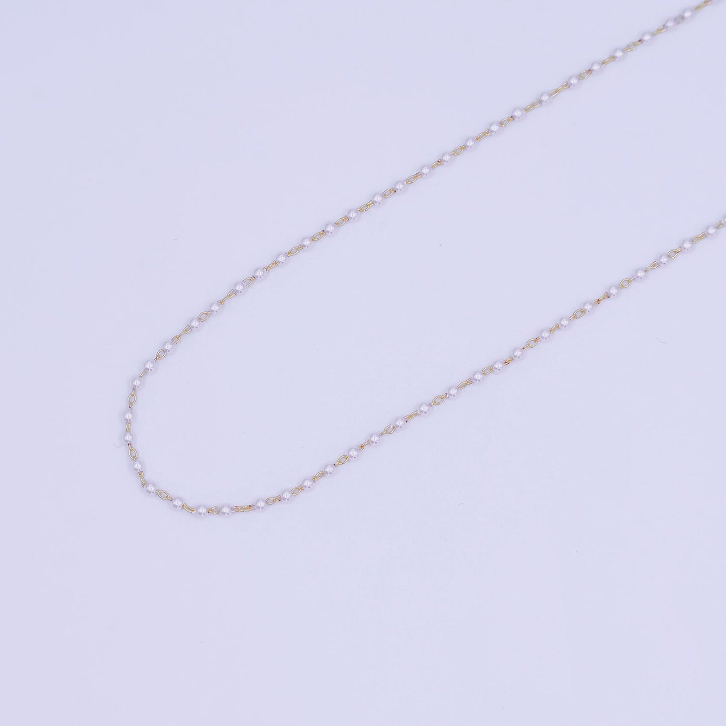 24K Gold Filled 1.8mm Shell Pearl Link Unfinished Chain by Yard | Roll-1661
