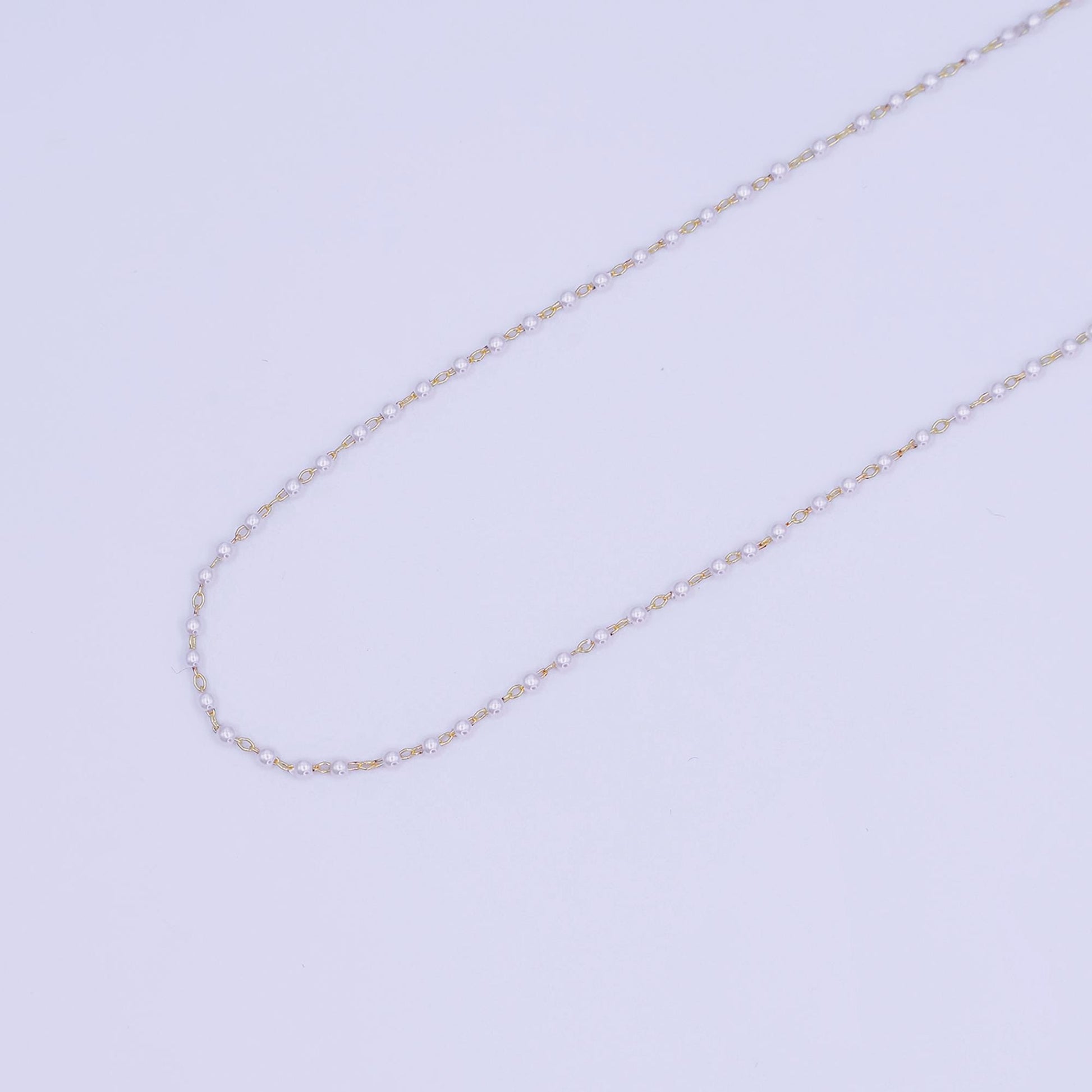 24K Gold Filled 1.8mm Shell Pearl Link Unfinished Chain by Yard | Roll-1661