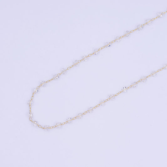24K Gold Filled 3.3mm Clear Crystal Link Unfinished Chain by Yard | Roll-1653