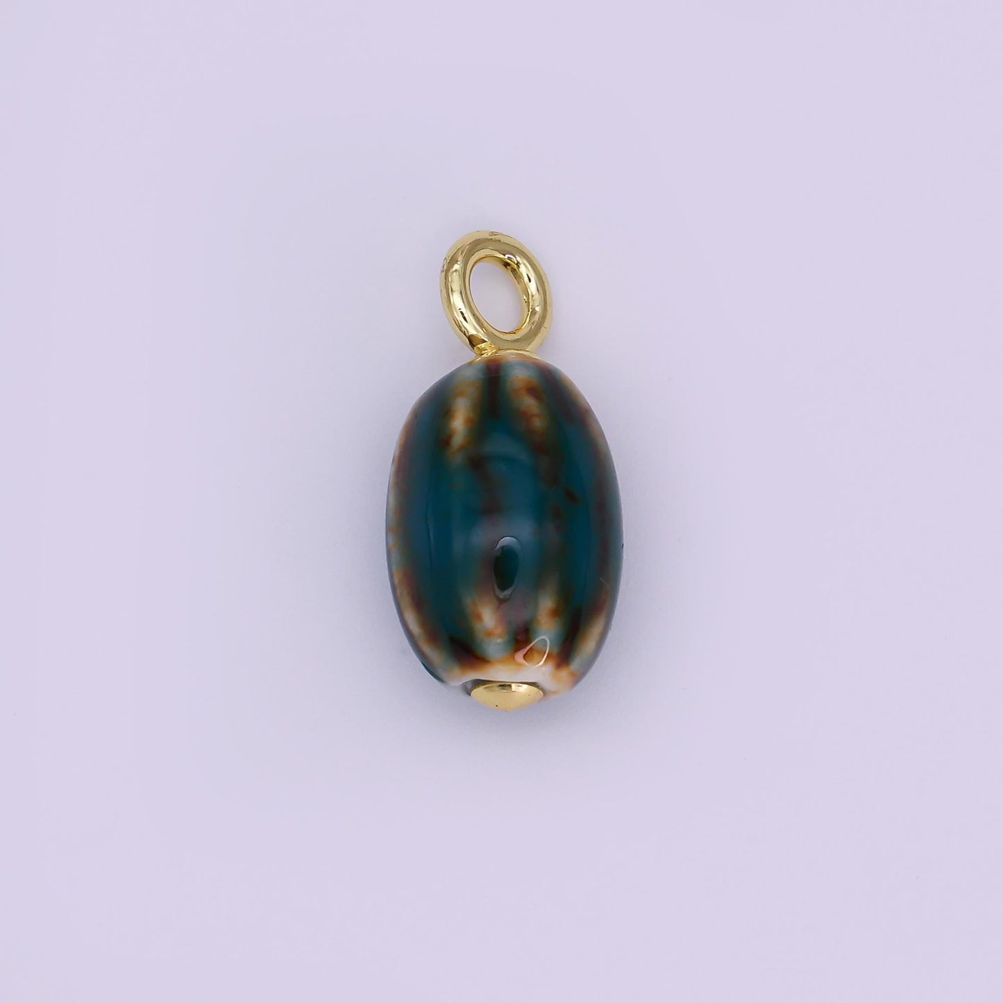 24K Gold Filled Black, Red, Green, Brown Cylinder Ceramic Drop Pendant | N053 - N054