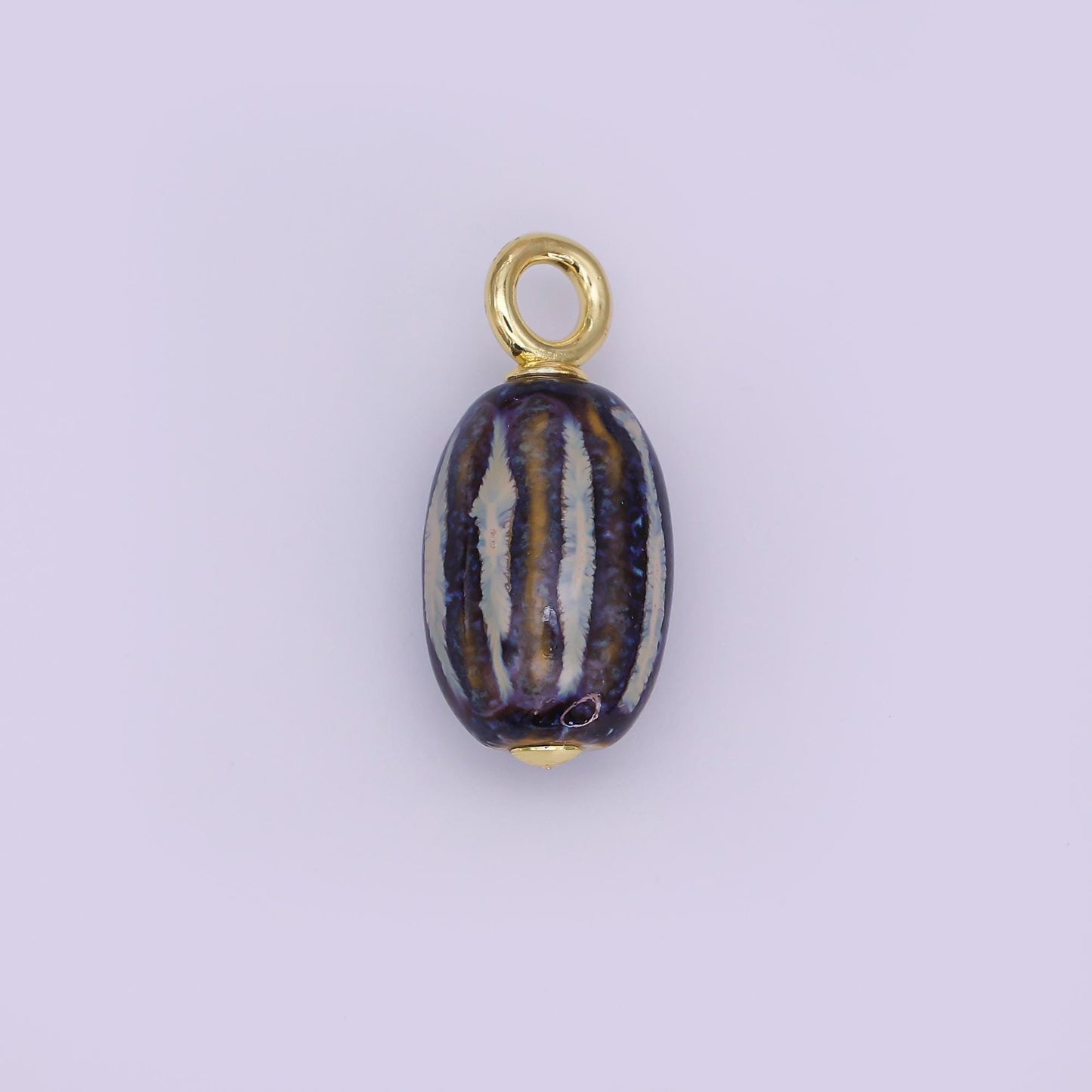 24K Gold Filled Black, Red, Green, Brown Cylinder Ceramic Drop Pendant | N053 - N054
