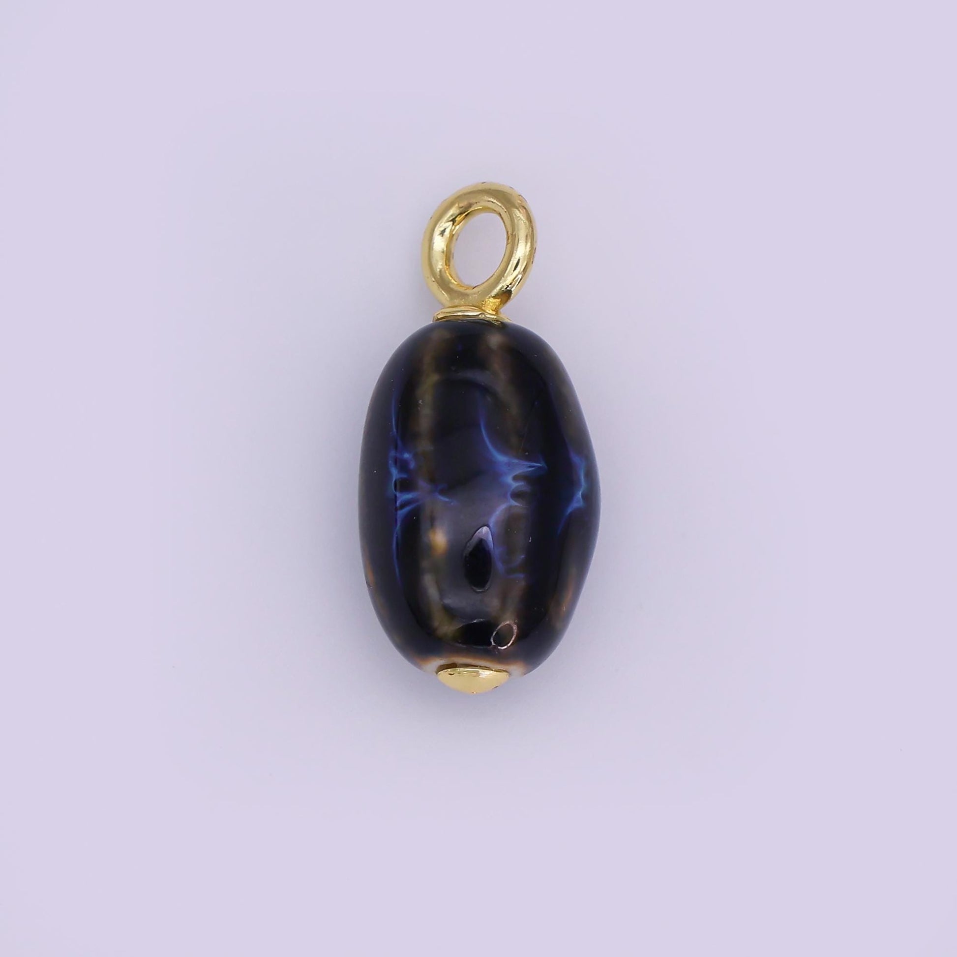 24K Gold Filled Black, Red, Green, Brown Cylinder Ceramic Drop Pendant | N053 - N054