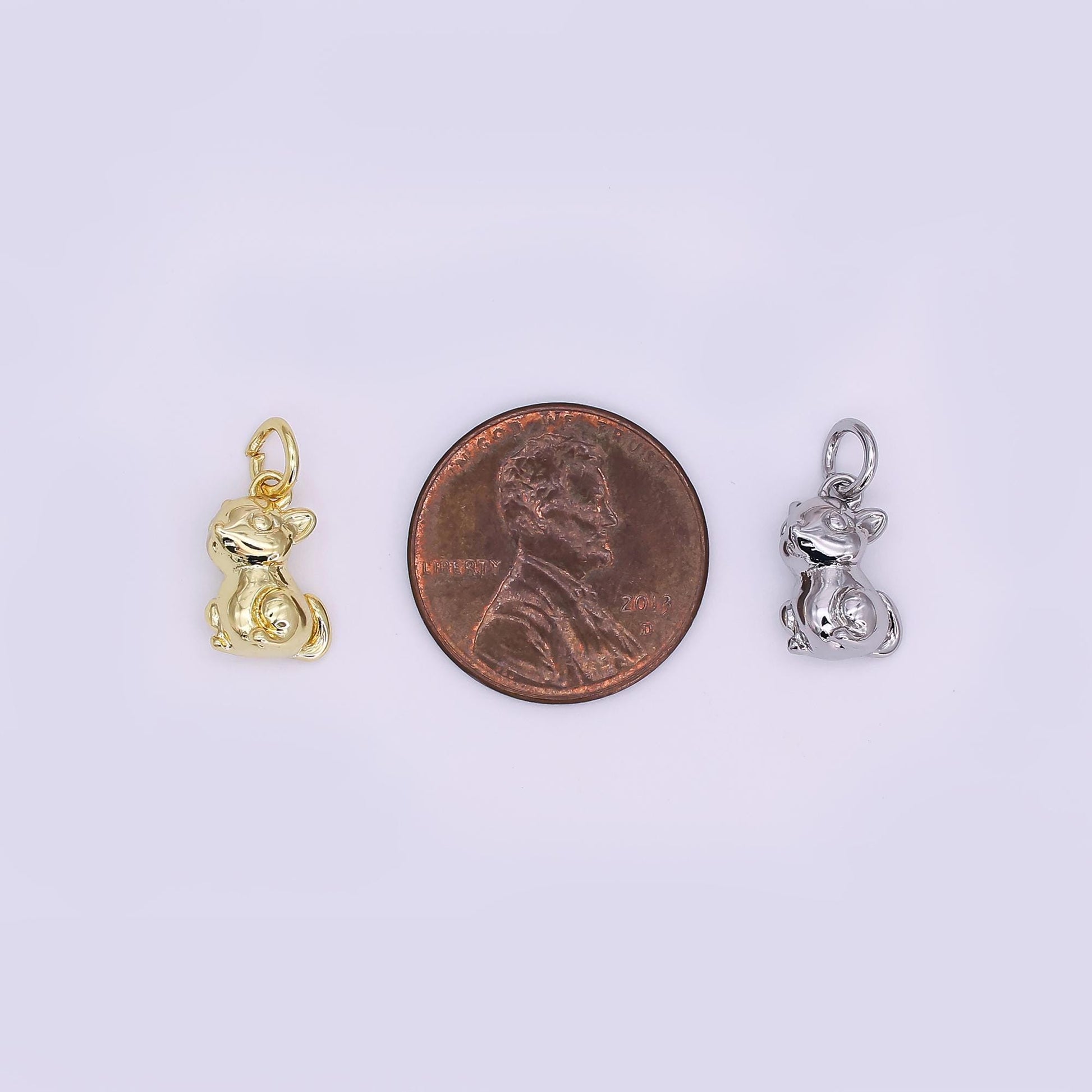 24K Gold Filled Cute Animal Multidimensional 3D Squirrel Charm in Gold & Silver | N109