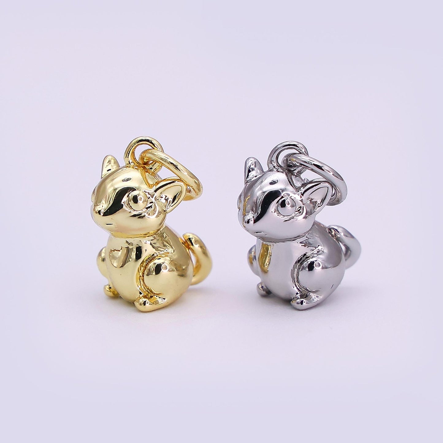 24K Gold Filled Cute Animal Multidimensional 3D Squirrel Charm in Gold & Silver | N109
