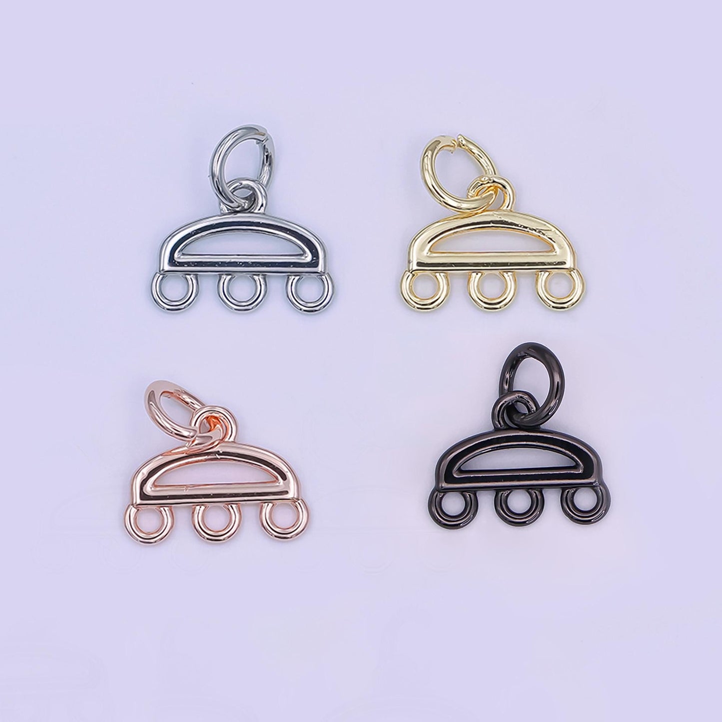 24K Gold Filled Triple Loop Drop Charm Finding in Gold, Silver, Rose Gold & Black | Z1145 Z1146
