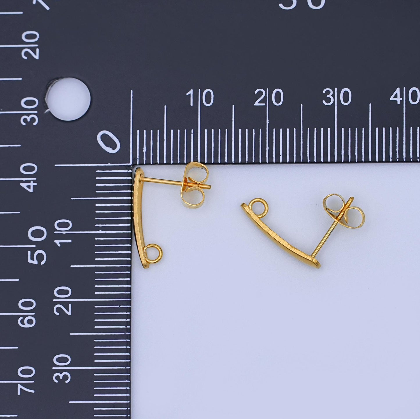 Gold Bar Earring Posts with Loop, 18K Gold Filled Stud Earring Findings with Closed Link DIY Dangle Earring Making Supplies Z-1158