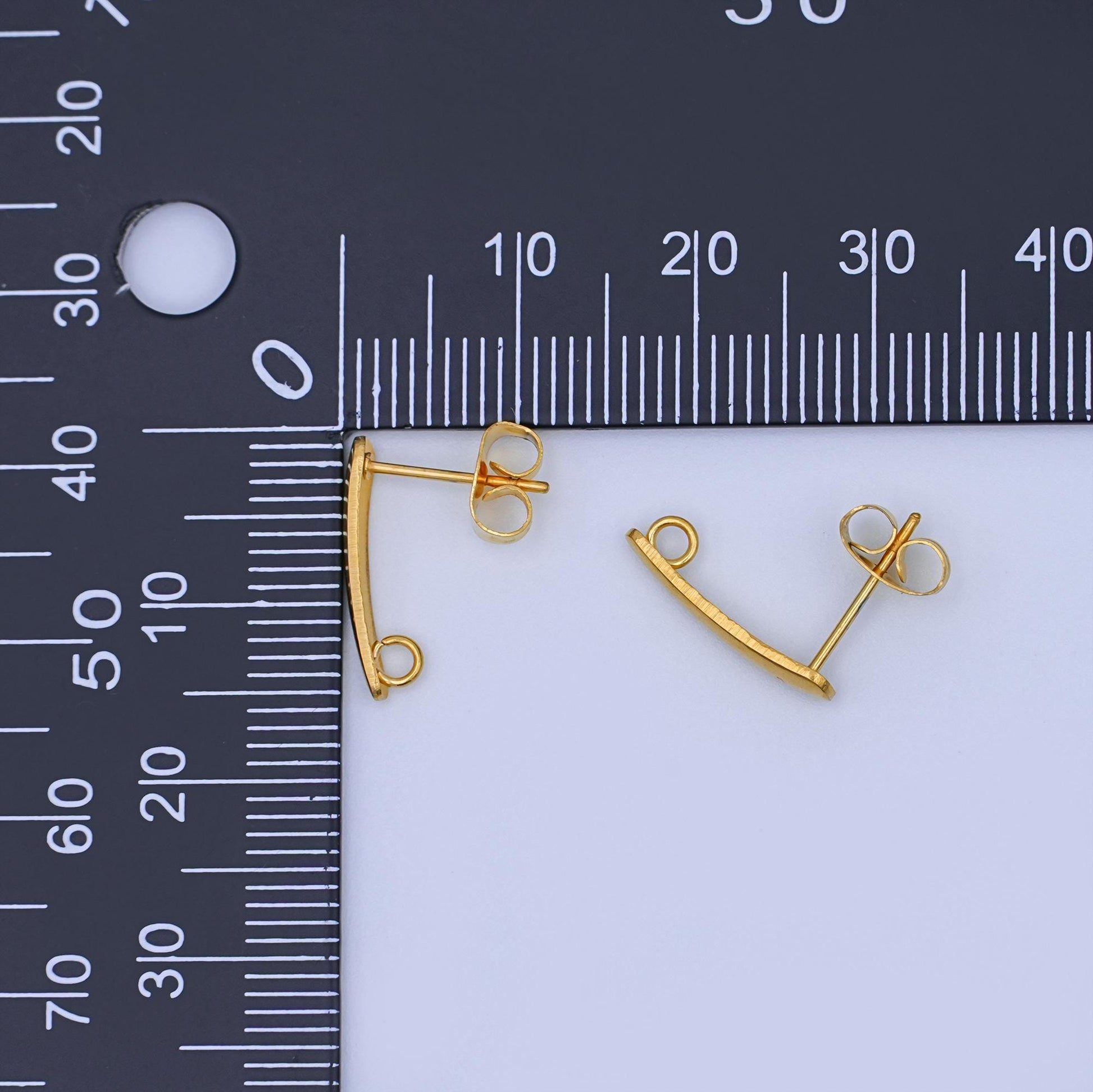 Gold Bar Earring Posts with Loop, 18K Gold Filled Stud Earring Findings with Closed Link DIY Dangle Earring Making Supplies Z-1158