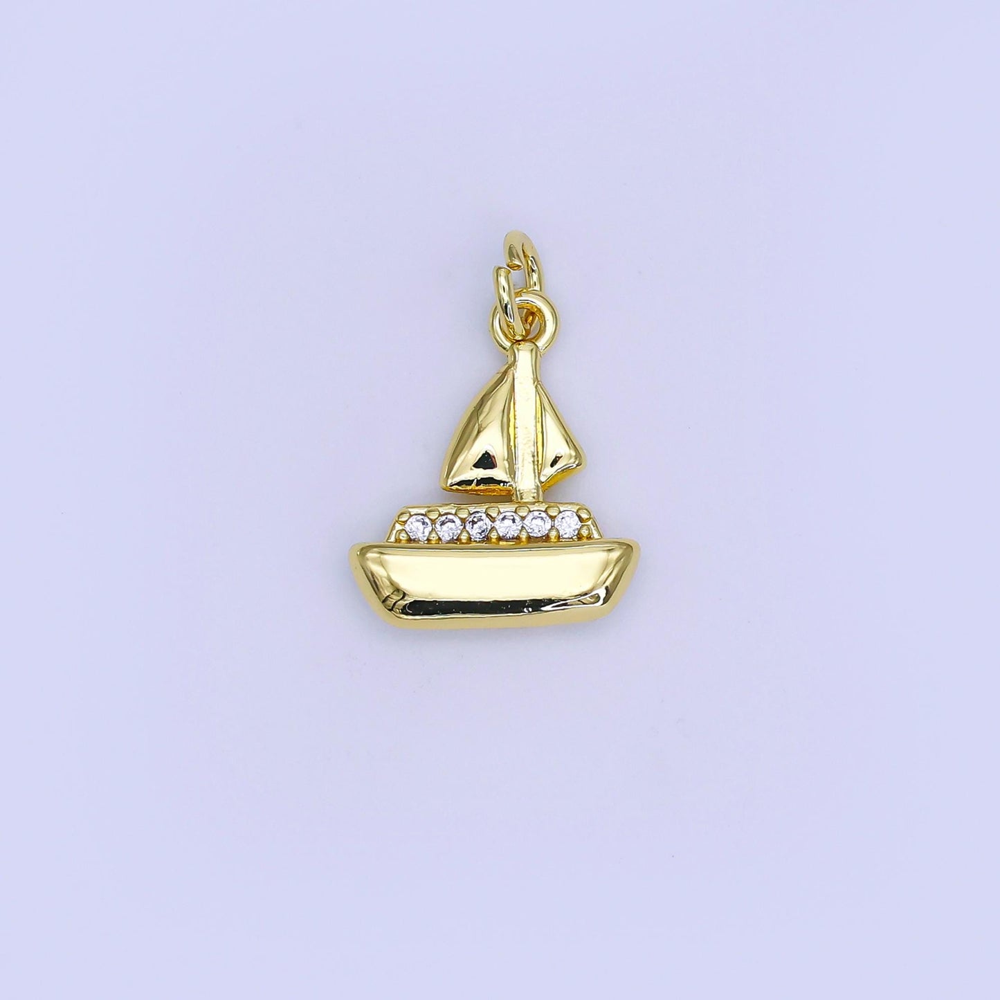 24k gold filled mini Boat Charm Beach Sail Pendant add-on charm | AJ-310