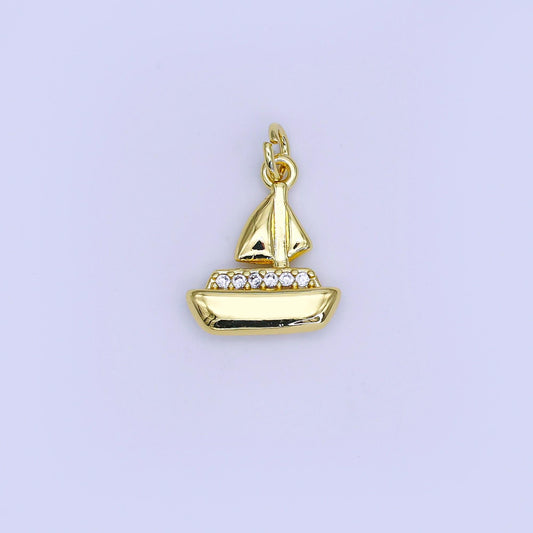 24k gold filled mini Boat Charm Beach Sail Pendant add-on charm | AJ-310
