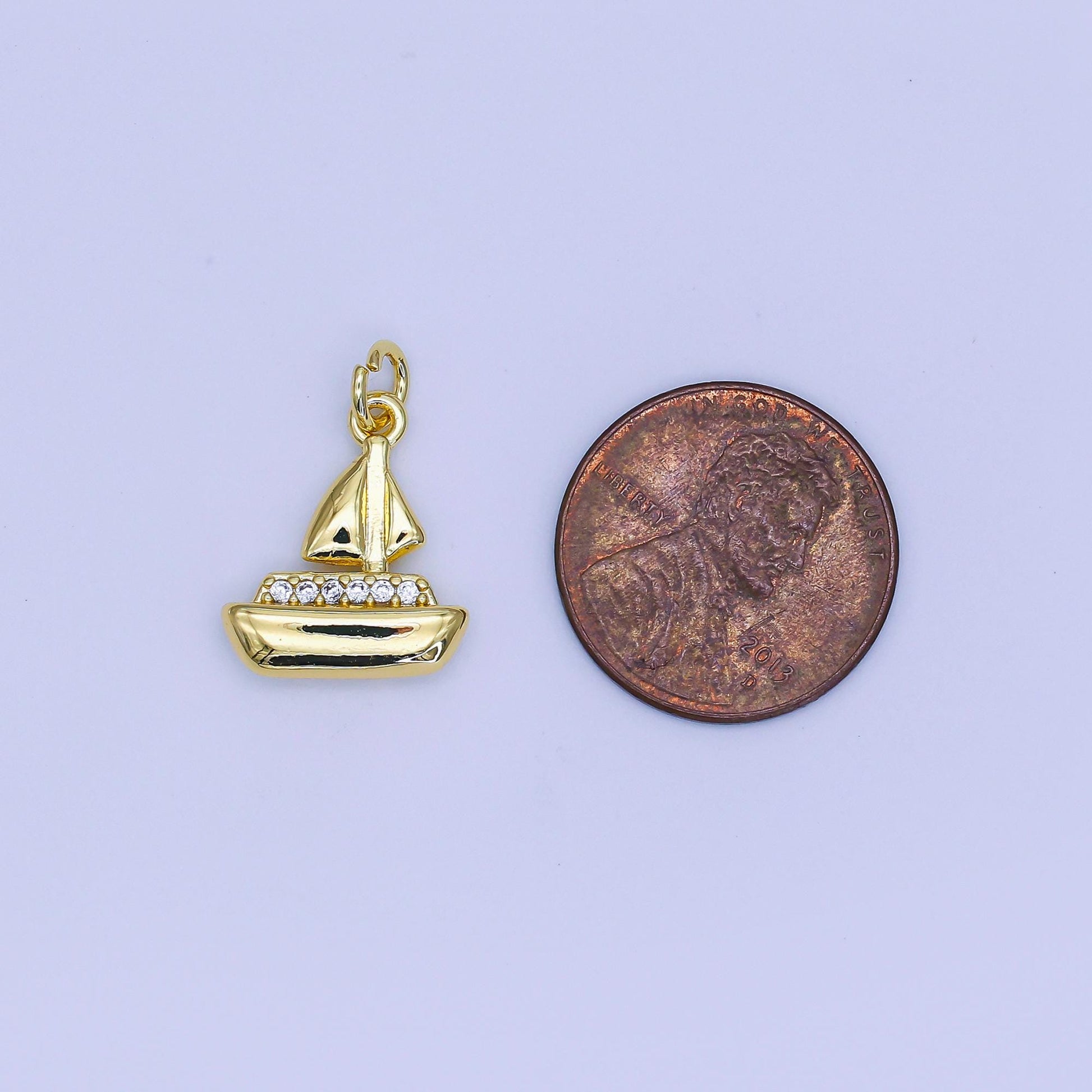 24k gold filled mini Boat Charm Beach Sail Pendant add-on charm | AJ-310