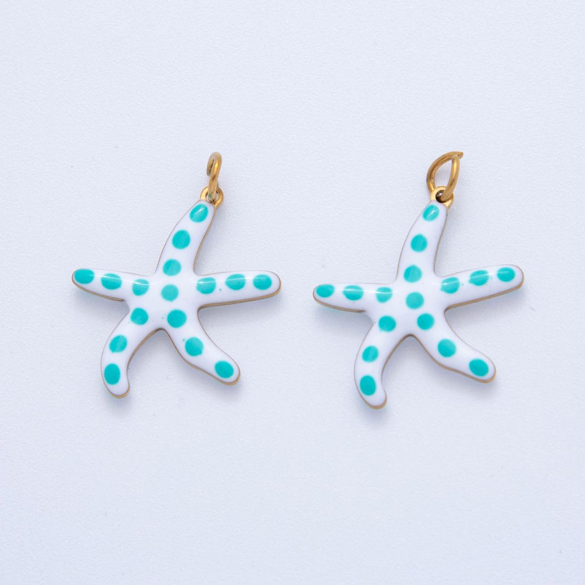Multi-Color Enamel Star Fish PVD Gold Plated Steel Starfish Beach Under the Sea Animal Charm | AF-390