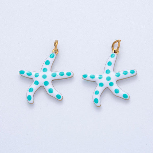 Multi-Color Enamel Star Fish PVD Gold Plated Steel Starfish Beach Under the Sea Animal Charm | AF-390