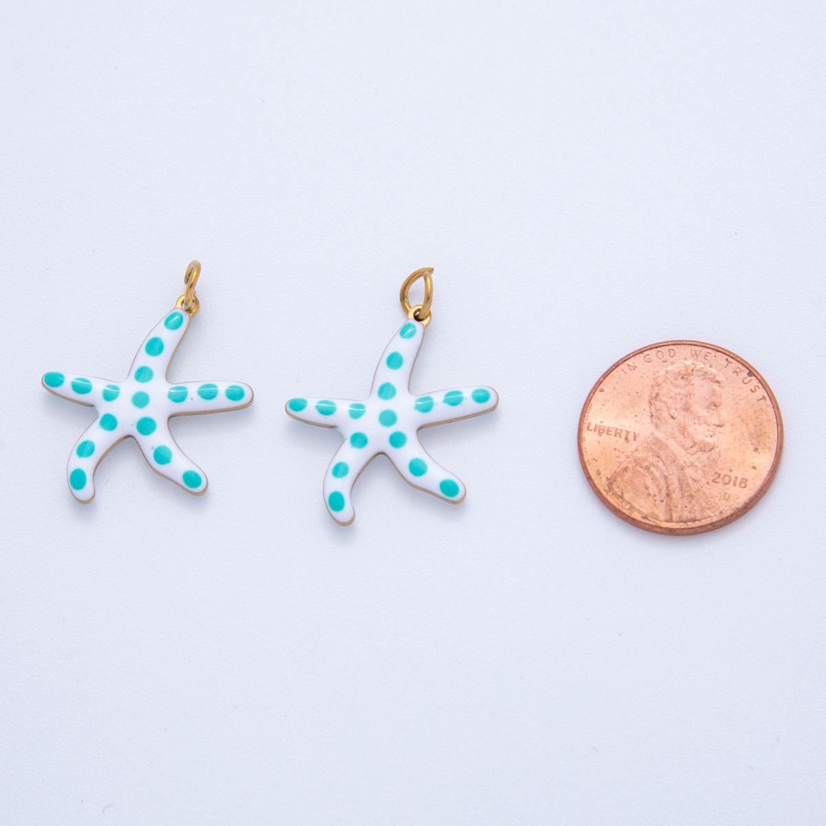Multi-Color Enamel Star Fish PVD Gold Plated Steel Starfish Beach Under the Sea Animal Charm | AF-390