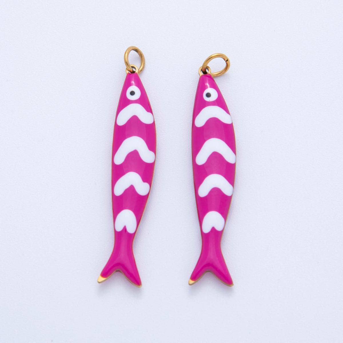 Multi-Color Enamel Sardines Fish PVD Gold Plated Steel fish Beach Under the Sea Animal Charm | AF-391