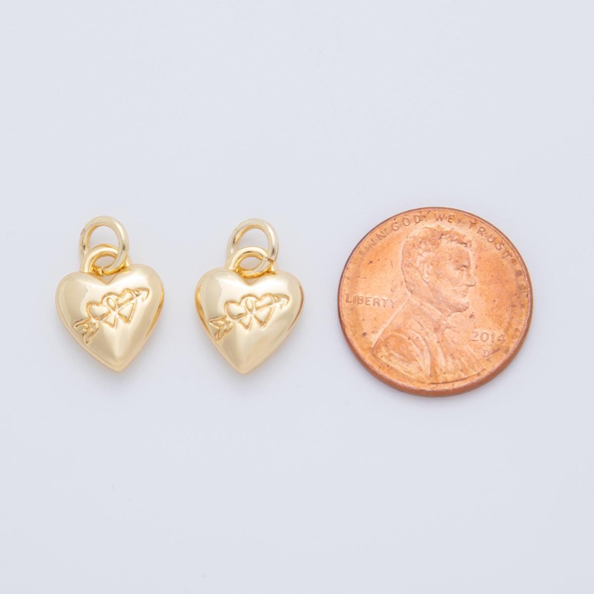 Mini gold heart charm Love Arrow pendant for necklace bracelet earring component Valentine Jewelry Inspired AF-709