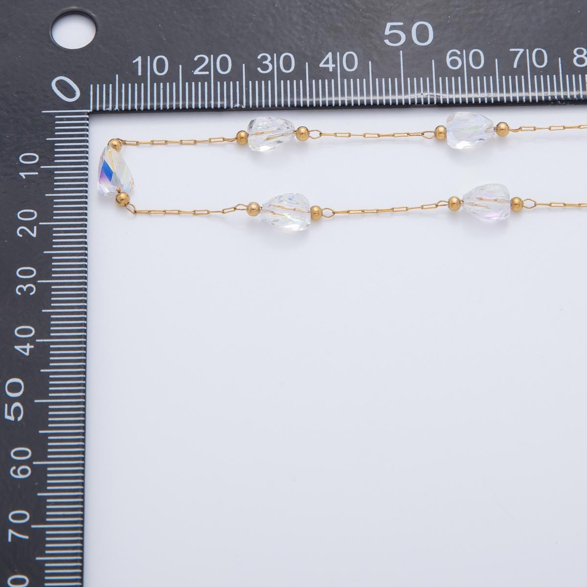 Stainless Steel Clear AB Multifaceted Irregular Crystal Paperclip Unfinished Chain by Yard | Roll-1606