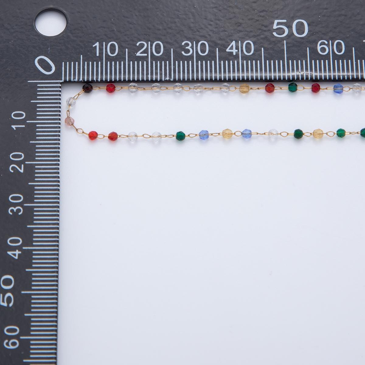 Pvd Gold Plated Stainless Multi Color Crystal Link Unfinished Chain by Yard | Roll-1614
