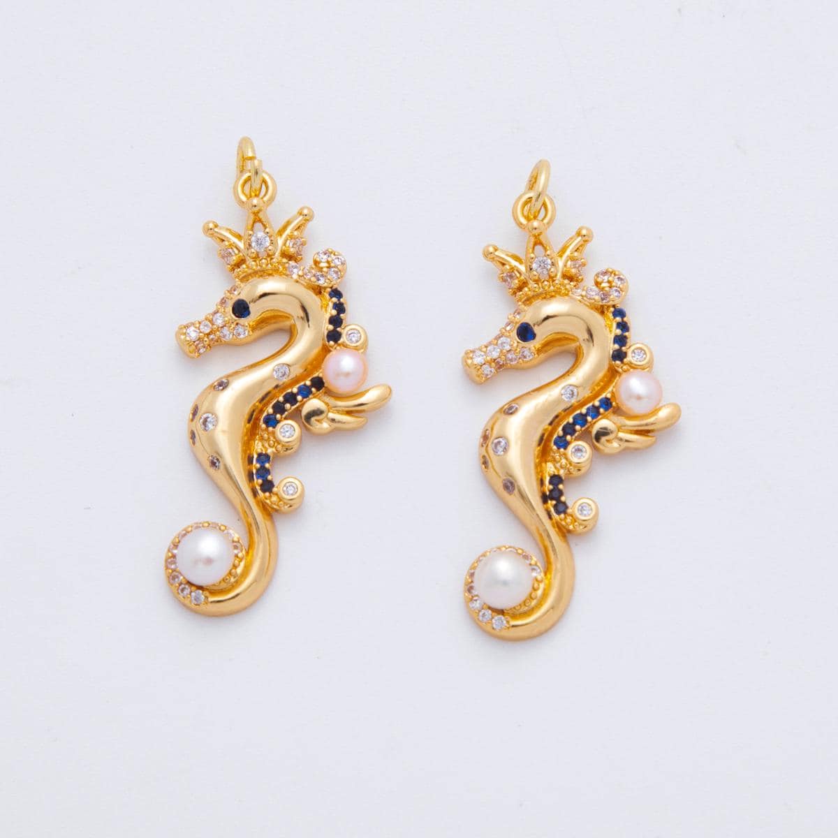 Tiny gold sea horse pendant 18k gold filled seahorse charm animal Pearl under the sea pendant | AF-712
