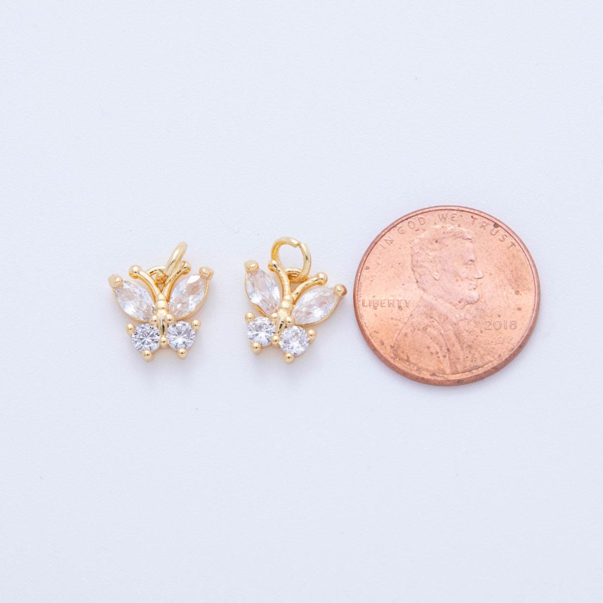 18K Gold Filled Colorful Micro Pave CZ Butterfly Mini Charm C-773