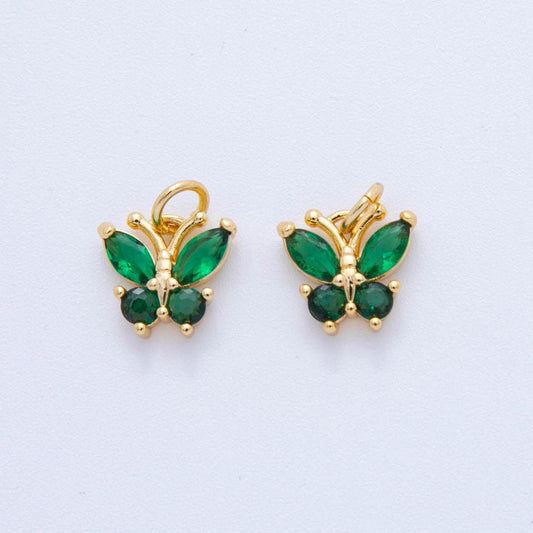 18K Gold Filled Colorful Micro Pave CZ Butterfly Mini Charm C-773