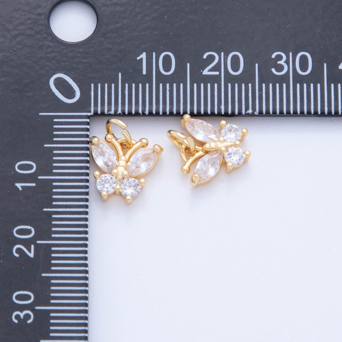 18K Gold Filled Colorful Micro Pave CZ Butterfly Mini Charm C-773