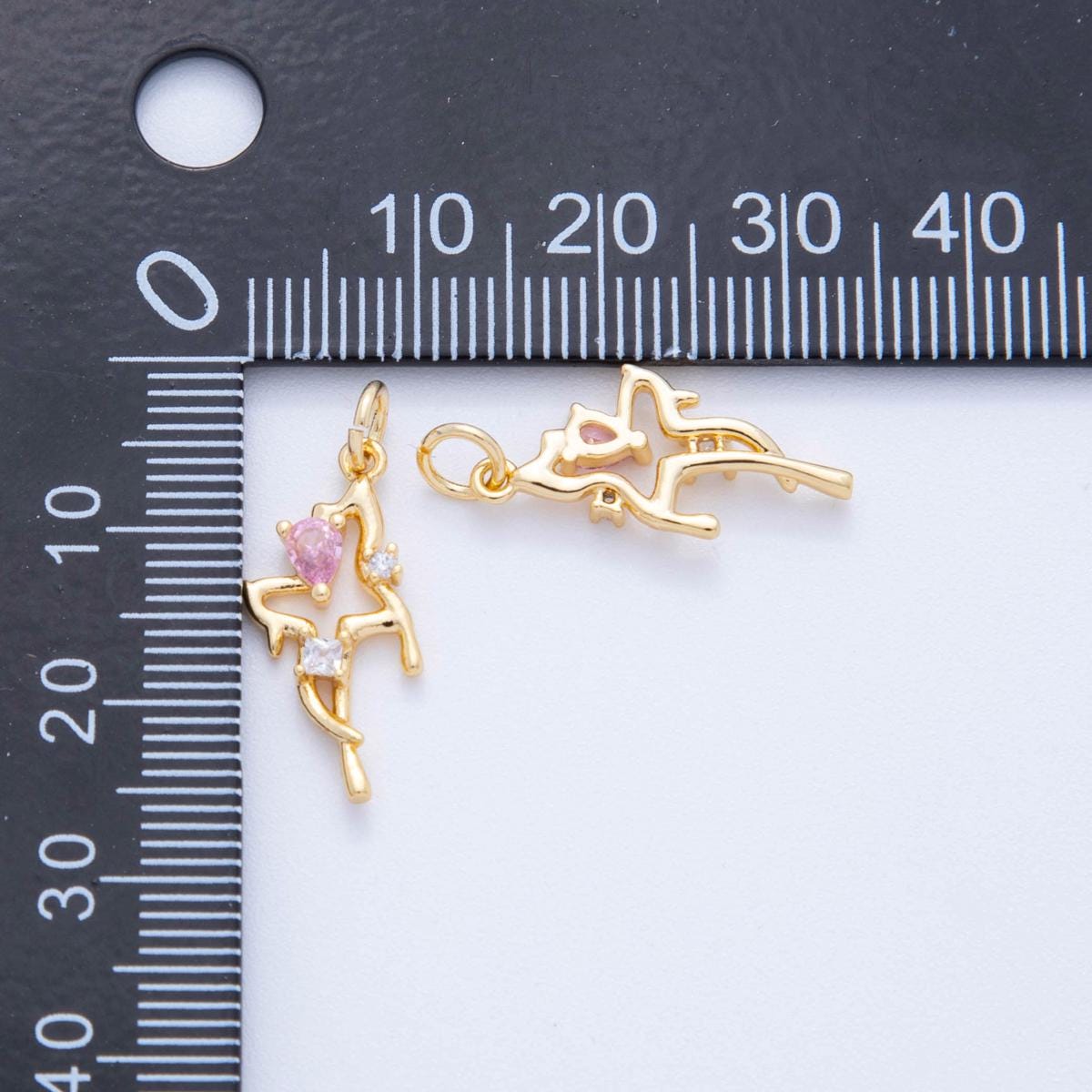 18K Gold Filled Dancer Earrings with Pink Heart CZ – Ballerina Charm Drop Earrings for Women AF-694