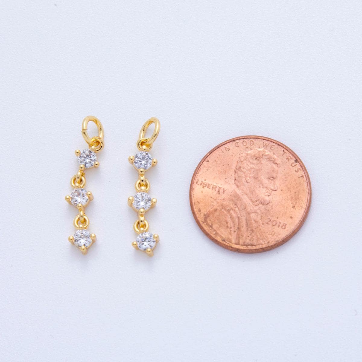 18K Gold Filled Star Charm Earrings with Clear CZ – Star Charm Drop Pendant For Bracelet Necklace Component X-433