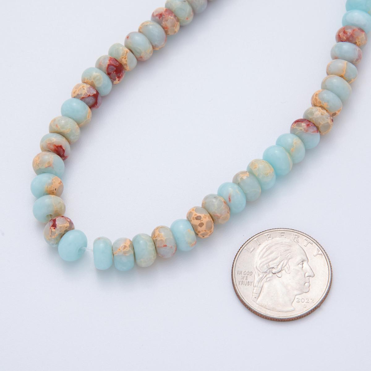 8mm Blue Red Fire Agate Natural Gemstone Bead Strand Finding Candy Rondelle Beads | WA-3281